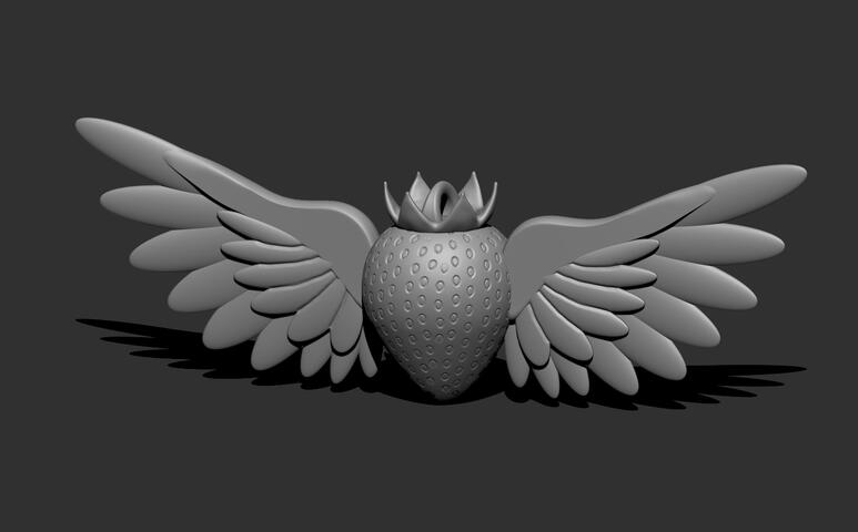 Flying strawberry ornament inspired by the game Celeste