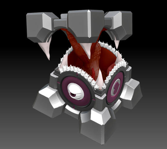 A mimic monster version of Portal 2's Companion Cube